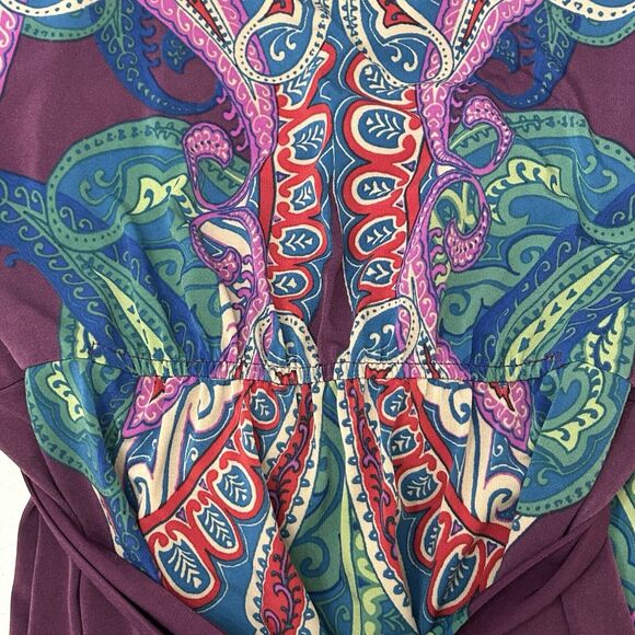 Signature By Robbie Bee Maxi Dress Womens Petite Medium PM Paisley Beaded Boho - Picture 10 of 11